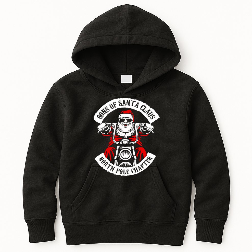 Sons Of Santa Biker Motorcycle Christmas Kids Hoodie