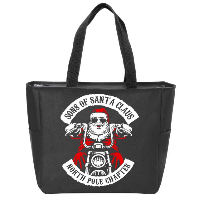 Sons Of Santa Biker Motorcycle Christmas Zip Tote Bag