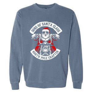 Sons Of Santa Biker Motorcycle Christmas Garment-Dyed Sweatshirt