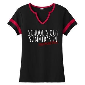 Schools Out Summers In Teacher Off Duty Ladies Halftime Notch Neck Tee