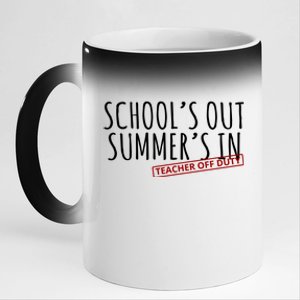 Schools Out Summers In Teacher Off Duty 11oz Black Color Changing Mug