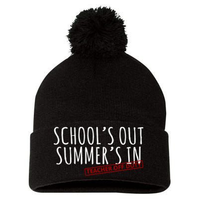 Schools Out Summers In Teacher Off Duty Pom Pom 12in Knit Beanie