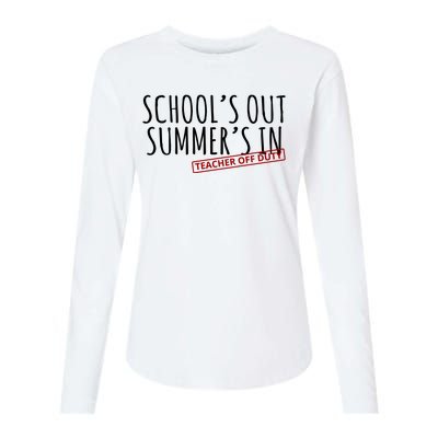 Schools Out Summers In Teacher Off Duty Womens Cotton Relaxed Long Sleeve T-Shirt