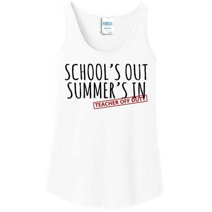 Schools Out Summers In Teacher Off Duty Ladies Essential Tank