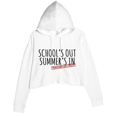 Schools Out Summers In Teacher Off Duty Crop Fleece Hoodie