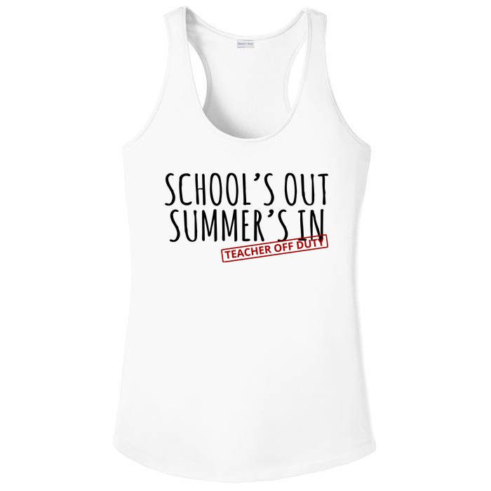 Schools Out Summers In Teacher Off Duty Ladies PosiCharge Competitor Racerback Tank