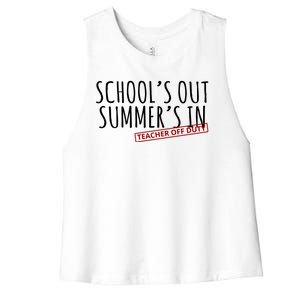 Schools Out Summers In Teacher Off Duty Women's Racerback Cropped Tank