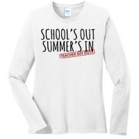 Schools Out Summers In Teacher Off Duty Ladies Long Sleeve Shirt