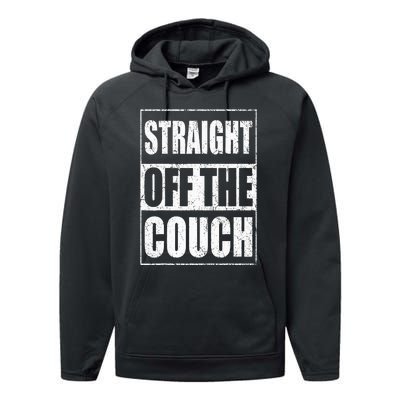 Straight Off The Couch Funny Football Offensive Lineman Performance Fleece Hoodie