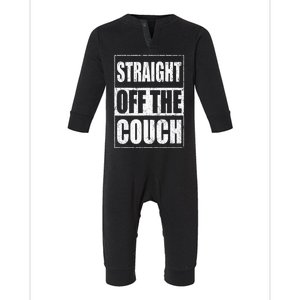 Straight Off The Couch Funny Football Offensive Lineman Infant Fleece One Piece