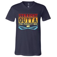 Straight Outta The Penalty Box Funny Hockey Gift V-Neck T-Shirt