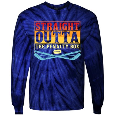 Straight Outta The Penalty Box Funny Hockey Gift Tie-Dye Long Sleeve Shirt