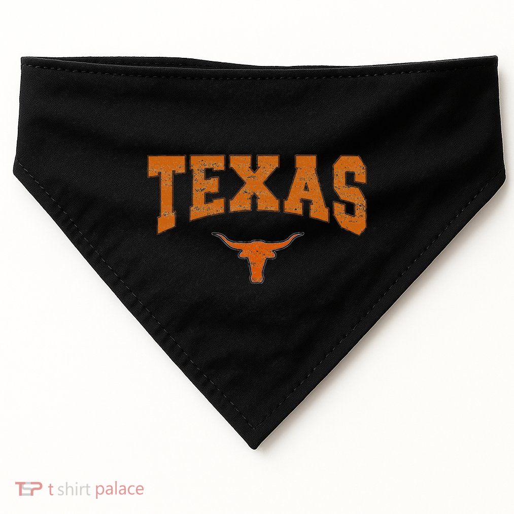 State Of Texas Orange Text USA-Made Doggie Bandana