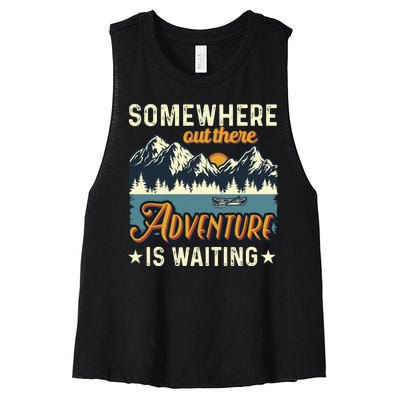 Somewhere Out There Adventure Is Waiting Women's Racerback Cropped Tank