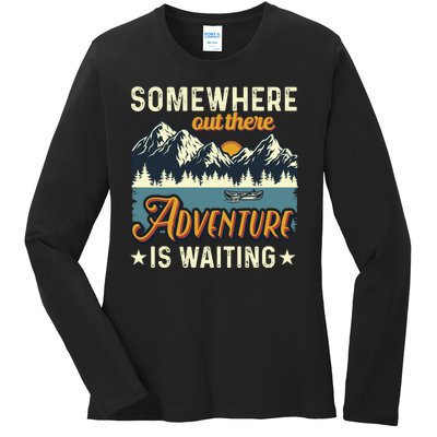 Somewhere Out There Adventure Is Waiting Ladies Long Sleeve Shirt