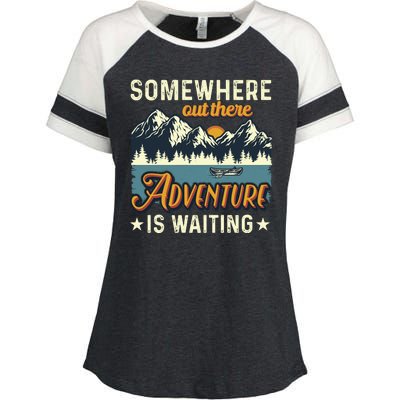 Somewhere Out There Adventure Is Waiting Enza Ladies Jersey Colorblock Tee