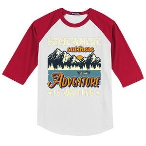 Somewhere Out There Adventure Is Waiting Kids Colorblock Raglan Jersey