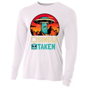 Single Or Taken Funny Alien Ufo ValentineS Day Cooling Performance Long Sleeve Crew