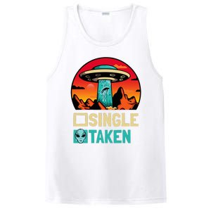 Single Or Taken Funny Alien Ufo ValentineS Day PosiCharge Competitor Tank