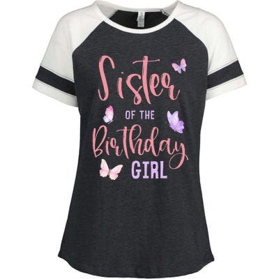 Sister of The Birthday Butterfly Party Matching Family Enza Ladies Jersey Colorblock Tee