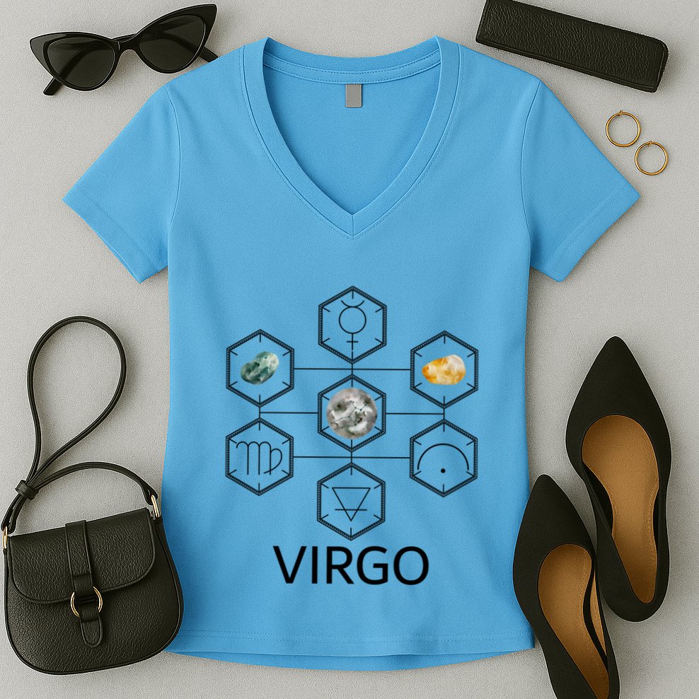 Signs Of The Zodiac Earth Elet Planet Mercury Virgo Facts Gift Women's V-Neck T-Shirt