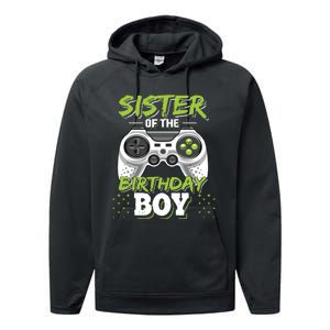 Sister Of The Birthday Boy Matching Video Game Birthday Gift Performance Fleece Hoodie