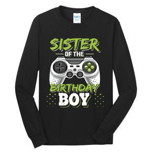 Sister Of The Birthday Boy Matching Video Game Birthday Gift Tall Long Sleeve T-Shirt