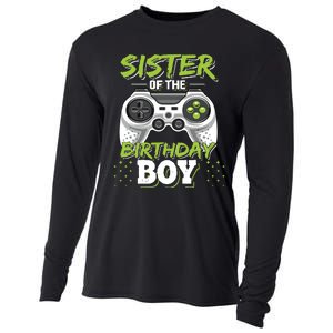 Sister Of The Birthday Boy Matching Video Game Birthday Gift Cooling Performance Long Sleeve Crew