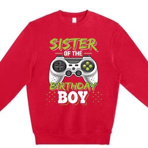 Sister Of The Birthday Boy Matching Video Game Birthday Gift Premium Crewneck Sweatshirt