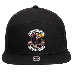 Sons Of Trump Maga Chapter 2024 With Pitbull Car 7 Panel Mesh Trucker Snapback Hat