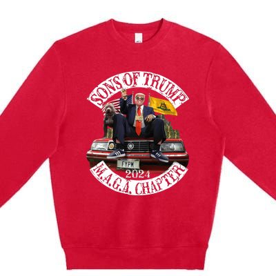 Sons Of Trump Maga Chapter 2024 With Pitbull Car Premium Crewneck Sweatshirt