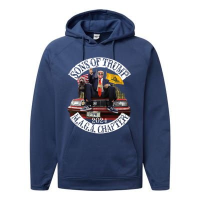 Sons Of Trump Maga Chapter 2024 With Pitbull Car Performance Fleece Hoodie