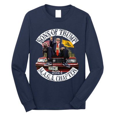 Sons Of Trump Maga Chapter 2024 With Pitbull Car Long Sleeve Shirt