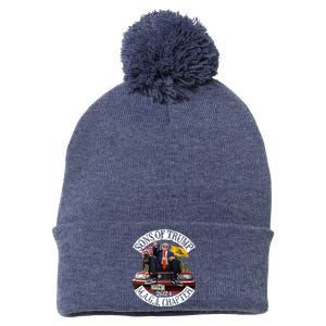 Sons Of Trump Maga Chapter 2024 With Pitbull Car Pom Pom 12in Knit Beanie