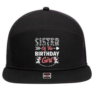 Sister Of The Birthday Cow Birthday Farm Animal 7 Panel Mesh Trucker Snapback Hat