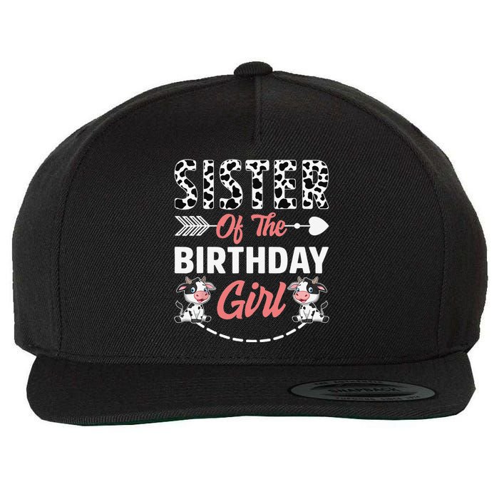 Sister Of The Birthday Cow Birthday Farm Animal Wool Snapback Cap