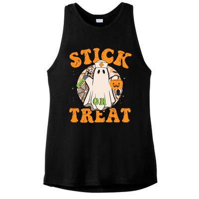 Stick Or Treat Funny Halloween Nurse Ladies PosiCharge Tri-Blend Wicking Tank