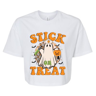 Stick Or Treat Funny Halloween Nurse Bella+Canvas Jersey Crop Tee