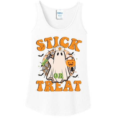 Stick Or Treat Funny Halloween Nurse Ladies Essential Tank