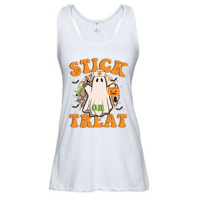 Stick Or Treat Funny Halloween Nurse Ladies Essential Flowy Tank