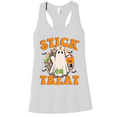 Stick Or Treat Funny Halloween Nurse Women's Racerback Tank