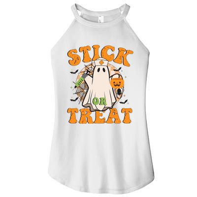 Stick Or Treat Funny Halloween Nurse Women’s Perfect Tri Rocker Tank