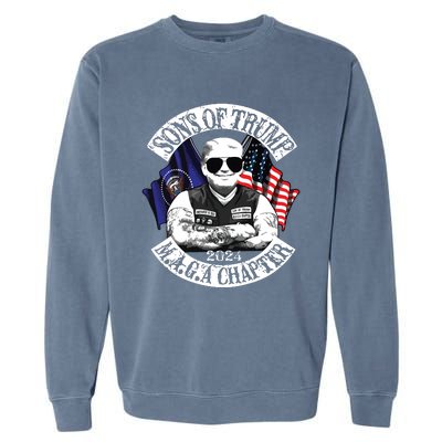 Sons Of Trump Maga Chapter 2024 Biker For Trump Garment-Dyed Sweatshirt