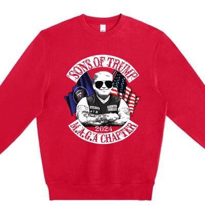 Sons Of Trump Maga Chapter 2024 Biker For Trump Premium Crewneck Sweatshirt