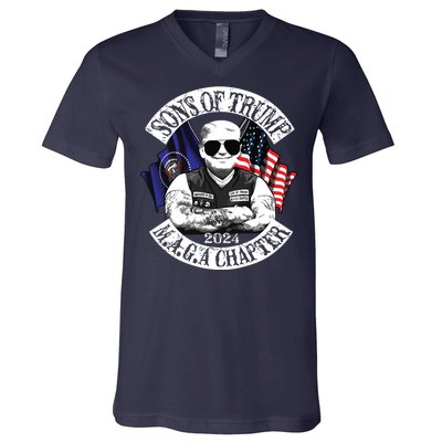 Sons Of Trump Maga Chapter 2024 Biker For Trump V-Neck T-Shirt