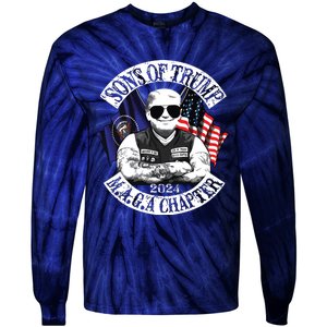 Sons Of Trump Maga Chapter 2024 Biker For Trump Tie-Dye Long Sleeve Shirt