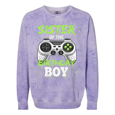 Sister of the Birthday Matching Video Game Birthday Gift Colorblast Crewneck Sweatshirt