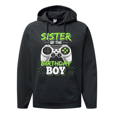 Sister of the Birthday Matching Video Game Birthday Gift Performance Fleece Hoodie