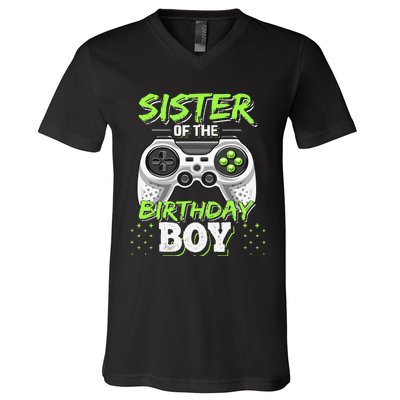 Sister of the Birthday Matching Video Game Birthday Gift V-Neck T-Shirt