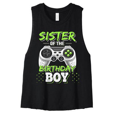 Sister of the Birthday Matching Video Game Birthday Gift Women's Racerback Cropped Tank